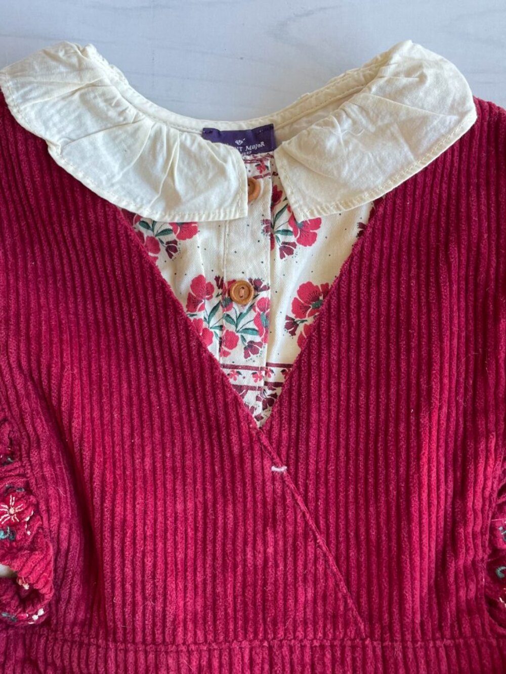 Entire Closet $5! SerGent Major Girl's Corduroy Jumper Dress w/ Peter Pan Collar - Picture 3 of 11